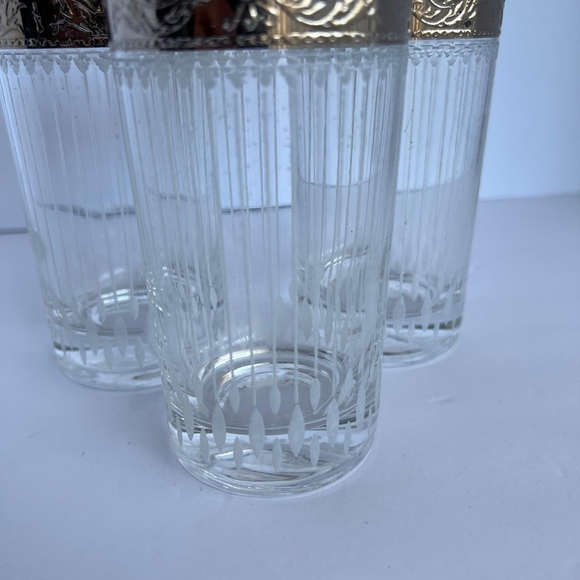 Culver Silver Rimmed Tyrol Highball Set of 3 Vintage 1960's Glasses - Picture 3 of 7